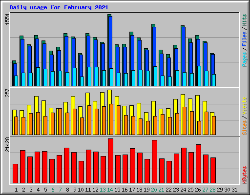 Daily usage for February 2021