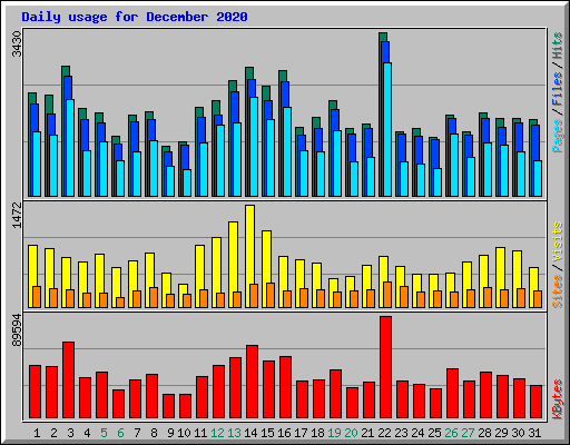 Daily usage for December 2020
