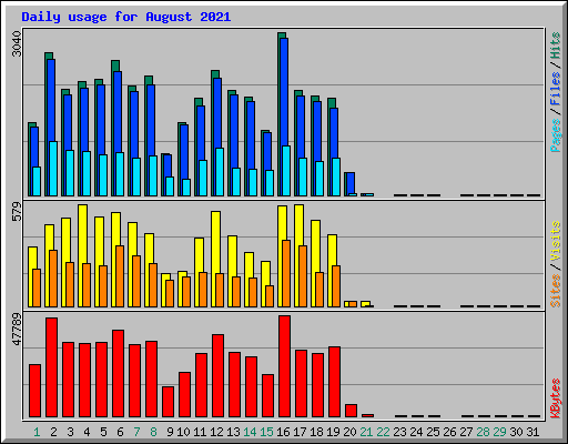 Daily usage for August 2021