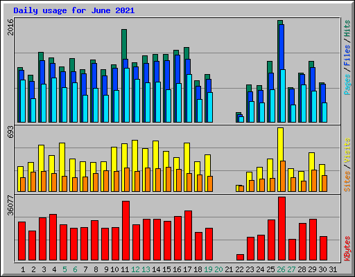 Daily usage for June 2021