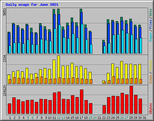 Daily usage for June 2021