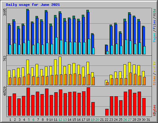Daily usage for June 2021