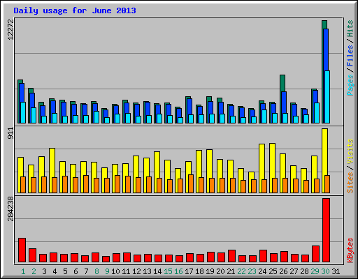 Daily usage for June 2013