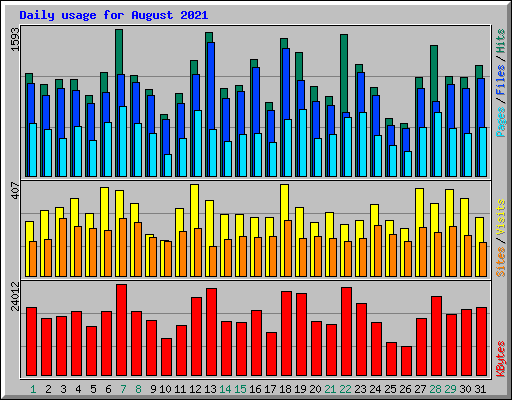 Daily usage for August 2021