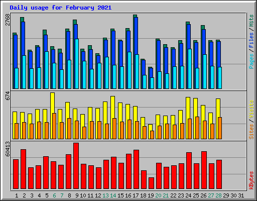 Daily usage for February 2021