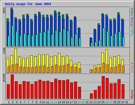 Daily usage for June 2021