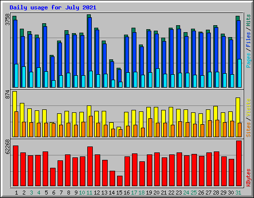 Daily usage for July 2021